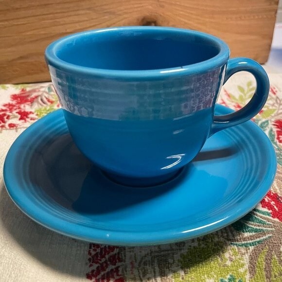 Fiestaware Retired Peacock Cup & Saucer - Picture 7 of 7